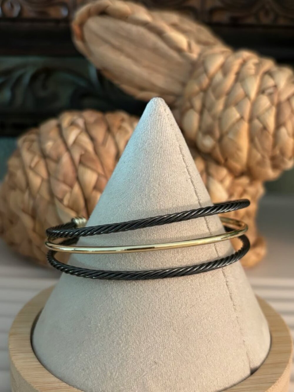 Hematite and Gold Cuff Bracelet